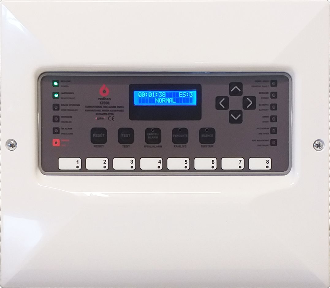 KP308 Konvansiyonel Yangın Alarm Paneli